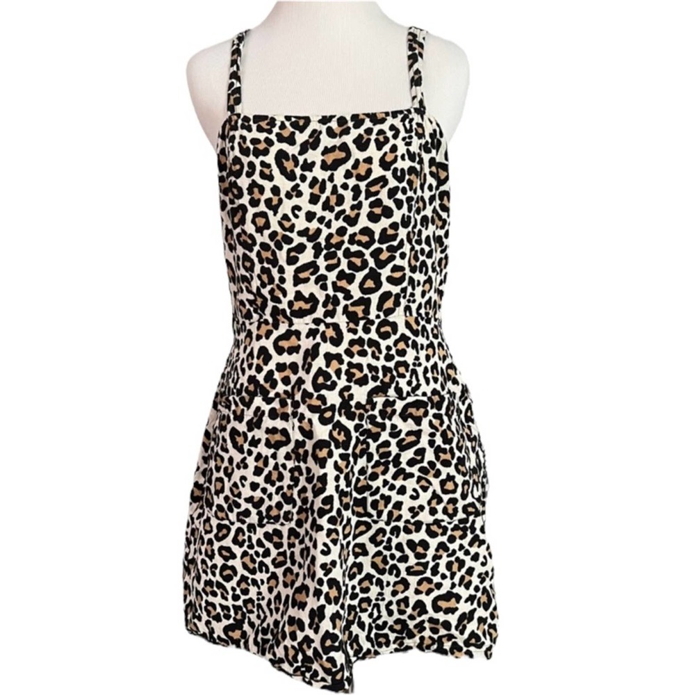 ASOS Women’s Leopard Print Cotton Linen Spaghetti Strap Dress